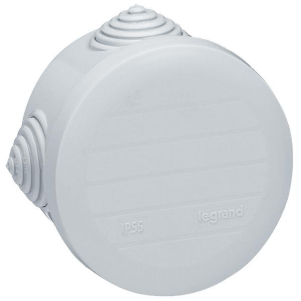 Bte ronde ø 70/h 45 étanche PLEXO gris - embout gradins (4) -IP55/IK07- 650°c