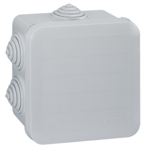 Bte carrée 80x80x45 étanche PLEXO gris - embout gradins (7) -IP55/IK07- 650°c