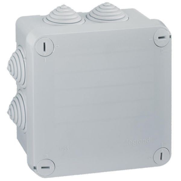 Bte carrée 105x105x55 étanche PLEXO gris - embout gradins (7) -IP55/IK07- 650°c