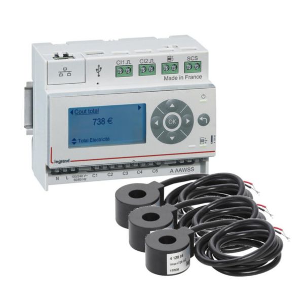 Ecocompteur de consommation pour mesure des énergies + 3 tores