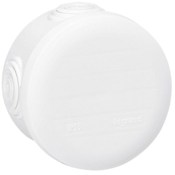 Boîte de dérivation ronde - Ø70 mm, ép. 45mm - fermeture par enclipsage - blanc