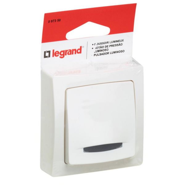 Poussoir lumineux livré complet (voyant fourni) Appareillage Saillie - Blanc