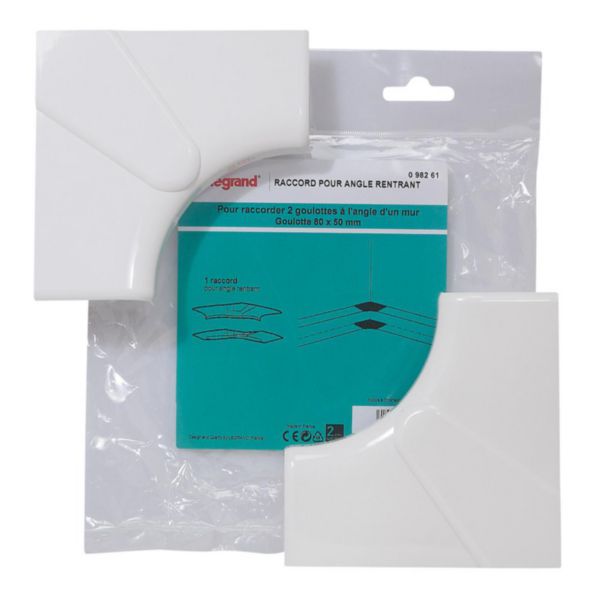 Raccord pour angle rentrant - pour goulotte 80x50mm