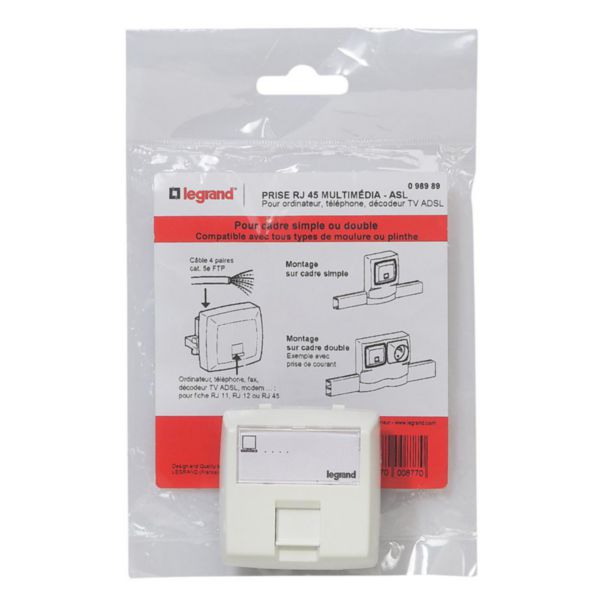 Legrand 076539 Prise doubleur Ethernet/Ethernet RJ45 Legrand