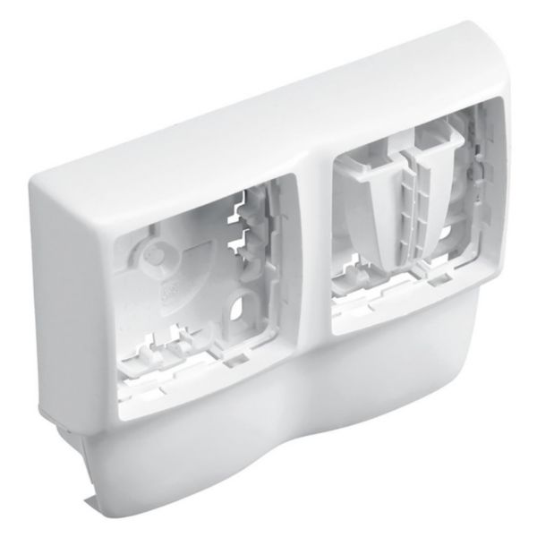 Cadre double Appareillage Saillie de Legrand ASL 20x10mm et profondeur 12mm pour moulure Keva blanc Artic