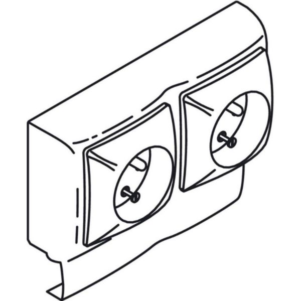 Double prise 2P+T saillie pour moulures Keva hauteur 12mm cadre double équipé de mécanisme Appareillage Saillie de Legrand ASL