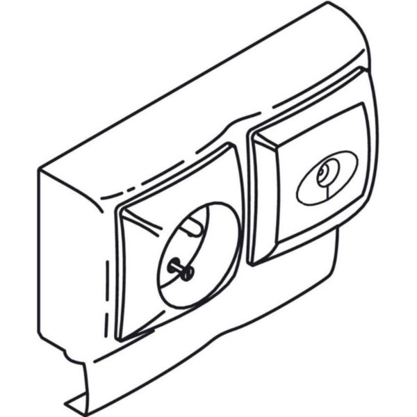 Prise 2P+T + prise TV simple saillie pour moulure Keva haut.12mm cadre double équipé de mécanisme Appareillage Saillie de Legrand ASL