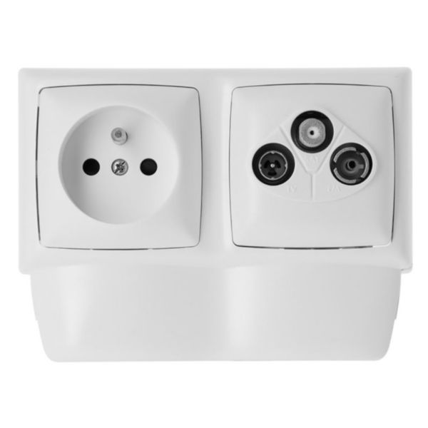 Prise 2P+T + prise TV-FM-SAT saillie pour moulure Keva haut.20mm cadre double équipé de mécanisme Appareillage Saillie de Legrand ASL - Page 4