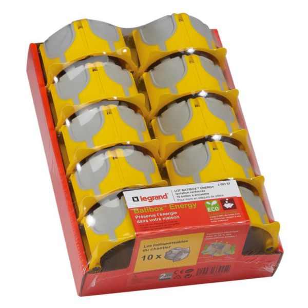 Lot de 10 boîtes à encastrer 1 poste Ecobatibox - profondeur 40mm