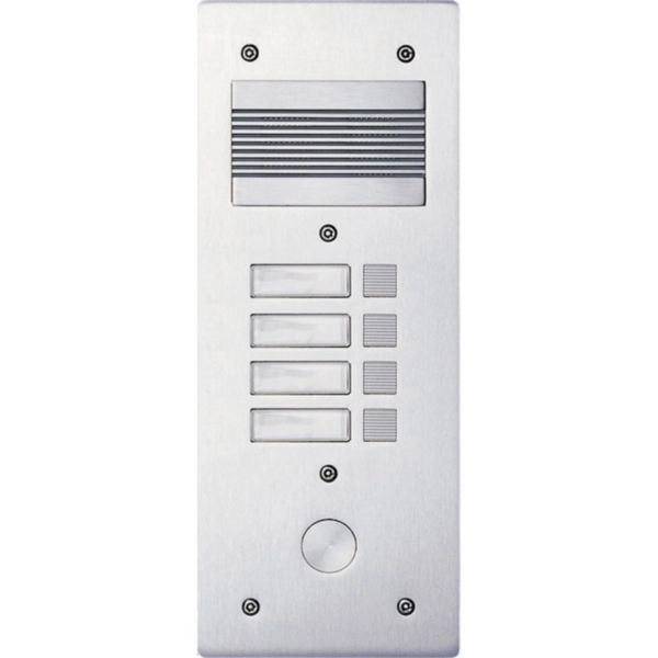 Platine de rue Série 200 audio étroite façade Alu 4mm 4 appels