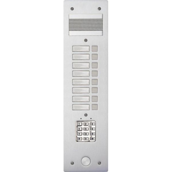 Platine de rue Série 200 audio étroite avec clavier codé façade Alu 4mm 8 appels