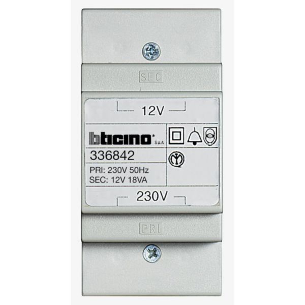 Alim alternative 230V/12V~ / Transfo pour éclairage porte-étiquette - 3mod. DIN