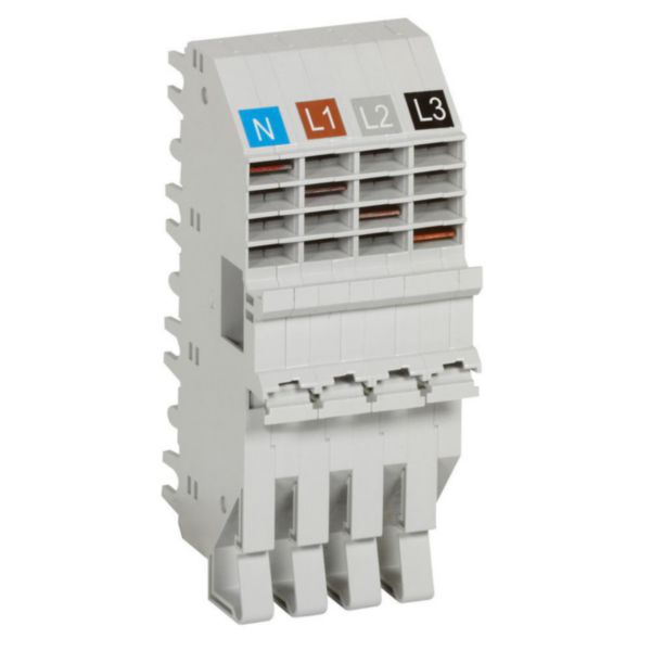 Base support plug-in HX³ pour répartition horizontale en armoire XL³ des DX³ tétrapolaire 1 module par pôle