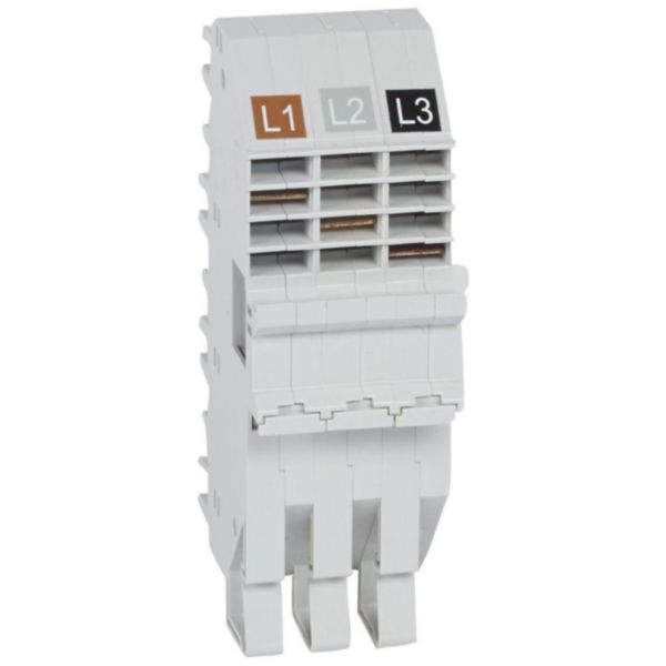 Base support plug-in HX³ pour répartition horizontale en armoire XL³ des DX³ tripolaire 1 module par pôle