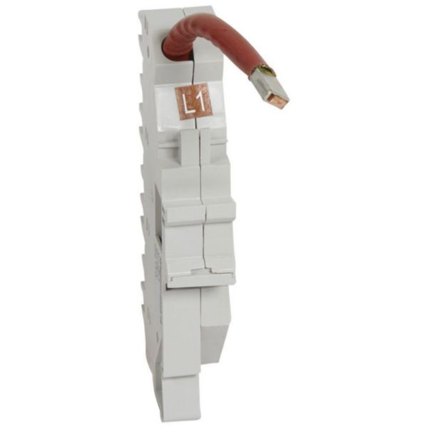Base support à fils HX³ pour répartition horizontale en armoire XL³ des DX³ unipolaire phase L1 avec 1,5 module par pôle