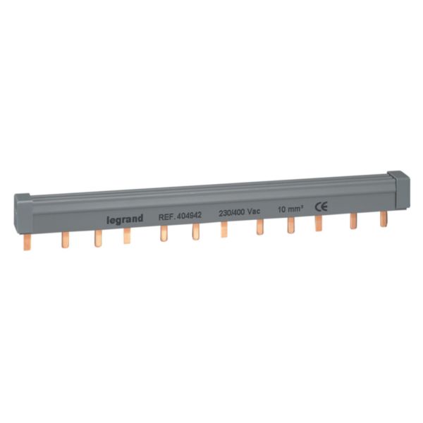 Peigne d'alimentation tripolaire HX³ traditionnel pour bornes à vis - longueur 12 modules maximum 4 appareils