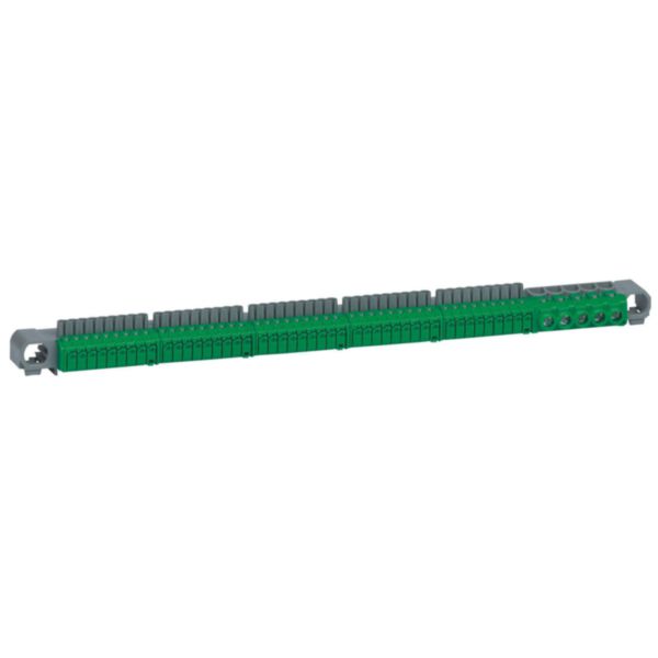 Bornier de répartition IP2X terre - 5 connexions 6mm² à 25mm² - vert - longueur 332mm