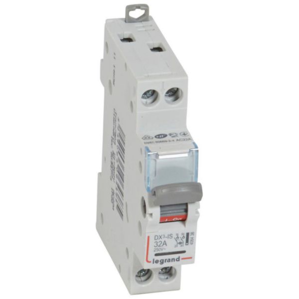 Interrupteur-sectionneur DX³-IS à voyant 2P 400V~ - 32A - 1 module