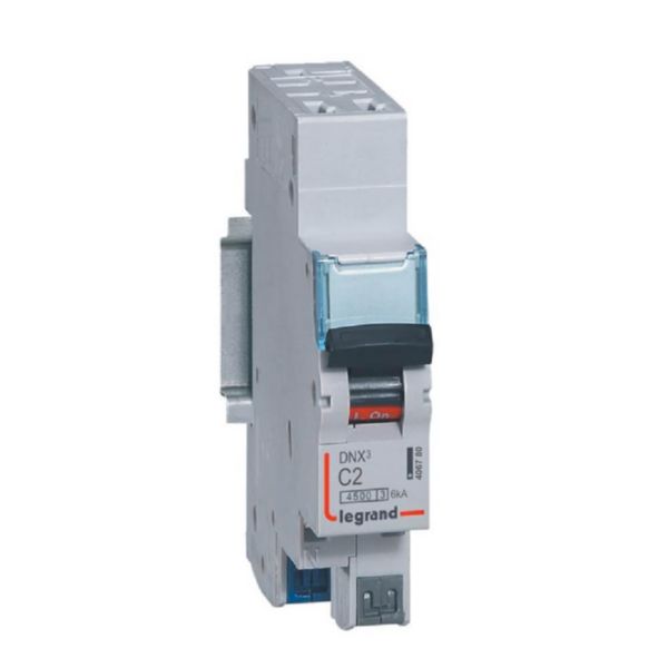 Disjoncteur Phase+Neutre DNX³4500 6kA arrivée et sortie borne automatique - 1P+N 230V~ 2A courbe C - 1 module