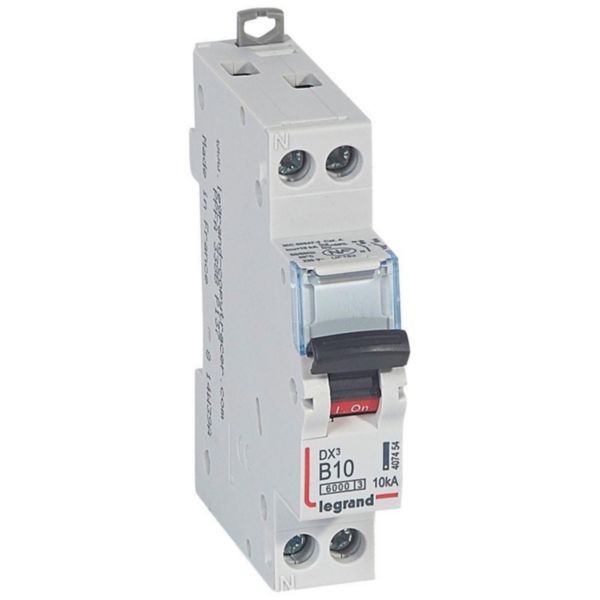 Disjoncteur DX³6000 10kA arrivée haute et départ bas à vis U+N 230V~ - 10A - courbe B - 1 module