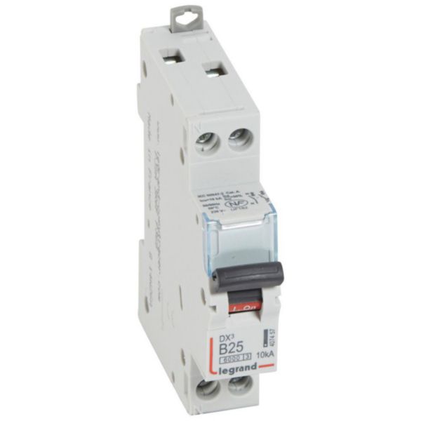 Disjoncteur DX³6000 10kA arrivée haute et départ bas à vis U+N 230V~ - 25A - courbe B - 1 module