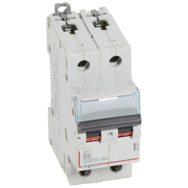 Disjoncteur DX³6000 10kA arrivée haute et départ bas à vis 2P 230V~ à 400V~ - 6A - courbe B - 2 modules