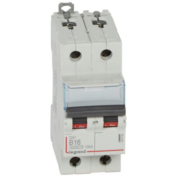 Disjoncteur DX³6000 10kA arrivée haute et départ bas à vis 2P 230V~ à 400V~ - 16A - courbe B - 2 modules