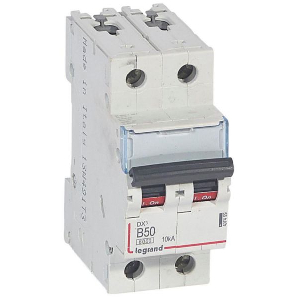 Disjoncteur DX³6000 10kA arrivée haute et départ bas à vis 2P 230V~ à 400V~ - 50A - courbe B - 2 modules