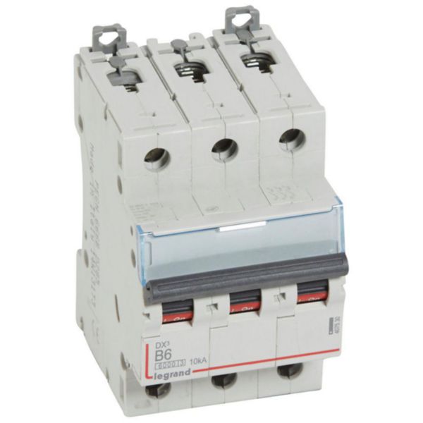 Disjoncteur DX³6000 10kA arrivée haute et départ bas à vis 3P 400V~ - 6A - courbe B - 3 modules