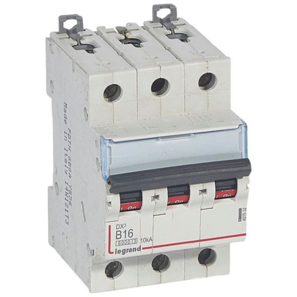 Disjoncteur DX³6000 10kA arrivée haute et départ bas à vis 3P 400V~ - 16A - courbe B - 3 modules