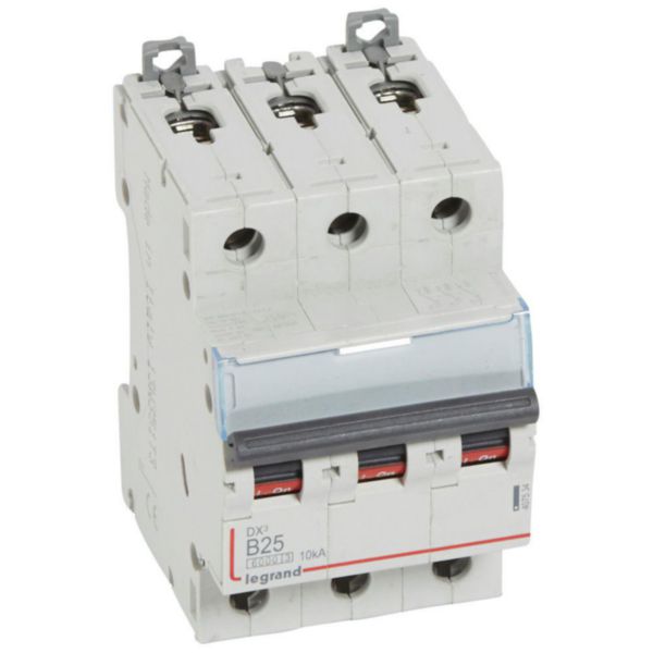 Disjoncteur DX³6000 10kA arrivée haute et départ bas à vis 3P 400V~ - 25A - courbe B - 3 modules