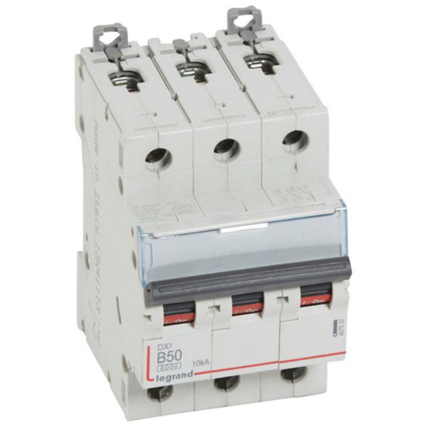 Disjoncteur DX³6000 10kA arrivée haute et départ bas à vis 3P 400V~ - 50A - courbe B - 3 modules