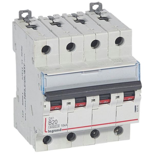 Disjoncteur DX³6000 10kA arrivée haute et départ bas à vis 4P 400V~ - 20A - courbe B - 4 modules