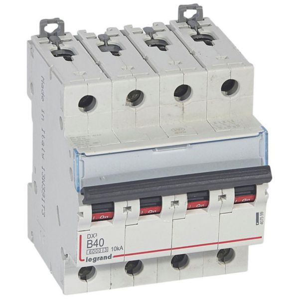 Disjoncteur DX³6000 10kA arrivée haute et départ bas à vis 4P 400V~ - 40A - courbe B - 4 modules