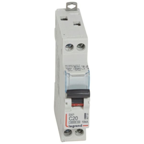 Disjoncteur DX³6000 10kA arrivée haute et départ bas à vis U+N 230V~ - 20A - courbe C - 1 module