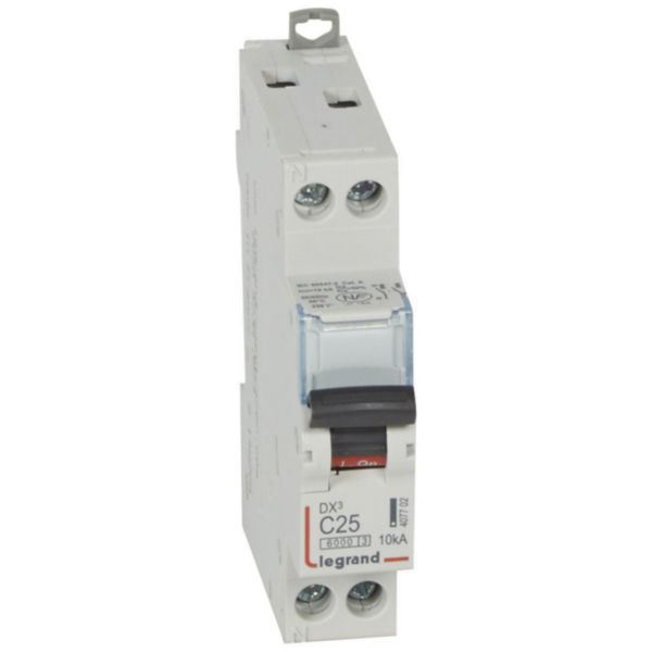 Disjoncteur DX³6000 10kA arrivée haute et départ bas à vis U+N 230V~ - 25A - courbe C - 1 module