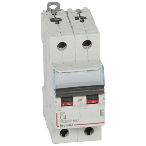 Disjoncteur DX³6000 10kA arrivée haute et départ bas à vis 2P 230V~ à 400V~ - 4A - courbe C - 2 modules