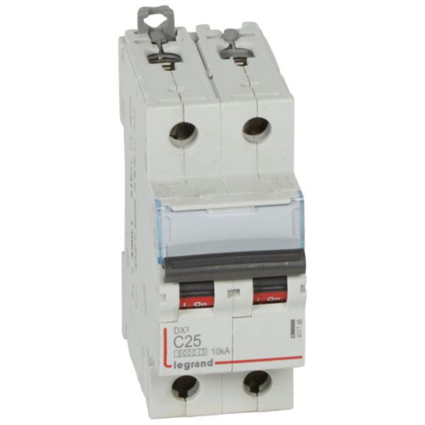 Disjoncteur DX³6000 10kA arrivée haute et départ bas à vis 2P 230V~ à 400V~ - 25A - courbe C - 2 modules