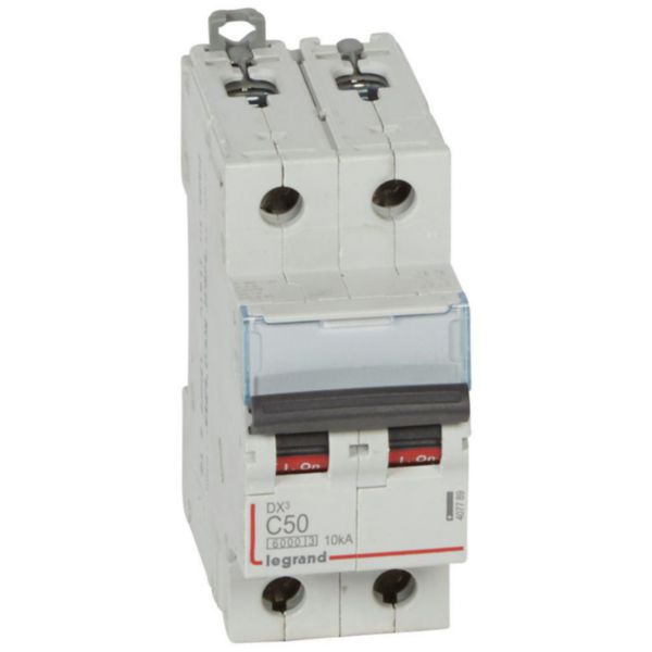 Disjoncteur DX³6000 10kA arrivée haute et départ bas à vis 2P 230V~ à 400V~ - 50A - courbe C - 2 modules