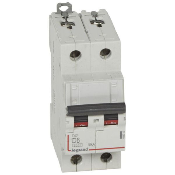 Disjoncteur DX³6000 10kA arrivée haute et départ bas à vis 2P 230V~ à 400V~ - 6A - courbe D - 2 modules