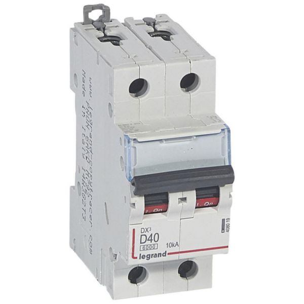 Disjoncteur DX³6000 10kA arrivée haute et départ bas à vis 2P 230V~ à 400V~ - 40A - courbe D - 2 modules