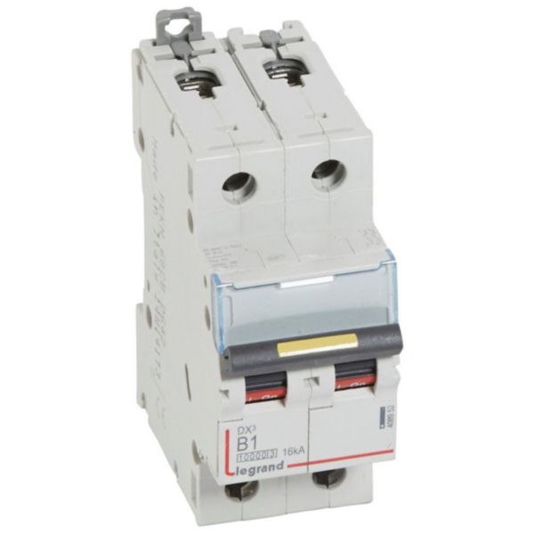 Disjoncteur DX³10000 16kA arrivée haute et départ bas à vis 2P 230V~ à 400V~ - 1A - courbe B - 2 modules