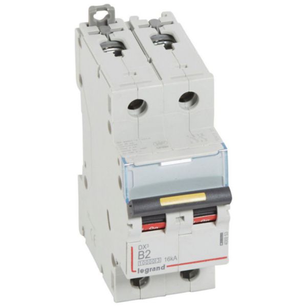 Disjoncteur DX³10000 16kA arrivée haute et départ bas à vis 2P 230V~ à 400V~ - 2A - courbe B - 2 modules