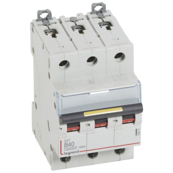 Disjoncteur DX³10000 16kA arrivée haute et départ bas à vis 3P 400V~ - 40A - courbe B - 3 modules