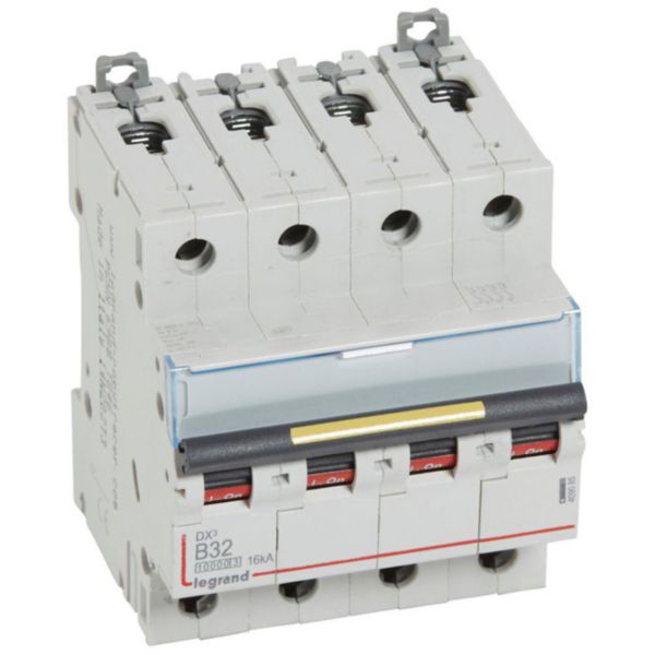 Disjoncteur DX³10000 16kA arrivée haute et départ bas à vis 4P 400V~ - 32A - courbe B - 4 modules