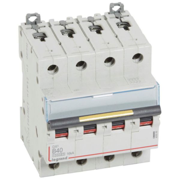 Disjoncteur DX³10000 16kA arrivée haute et départ bas à vis 4P 400V~ - 40A - courbe B - 4 modules