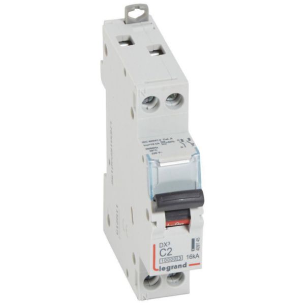 Disjoncteur DX³10000 16kA arrivée haute et départ bas à vis U+N 230V~ - 2A - courbe C - 1 module