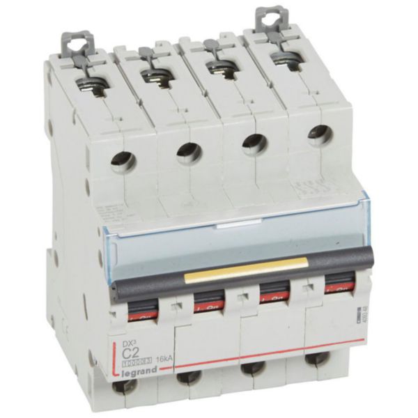 Disjoncteur DX³10000 16kA arrivée haute et départ bas à vis 4P - 400V~ - 2A - courbe C - 4 modules