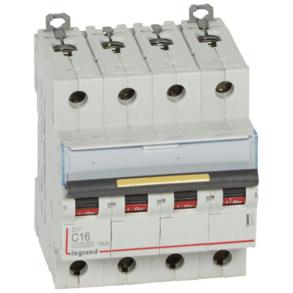 Disjoncteur DX³10000 16kA arrivée haute et départ bas à vis 4P - 400V~ - 16A - courbe C - 4 modules