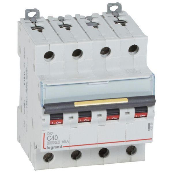 Disjoncteur DX³10000 16kA arrivée haute et départ bas à vis 4P - 400V~ - 40A - courbe C - 4 modules
